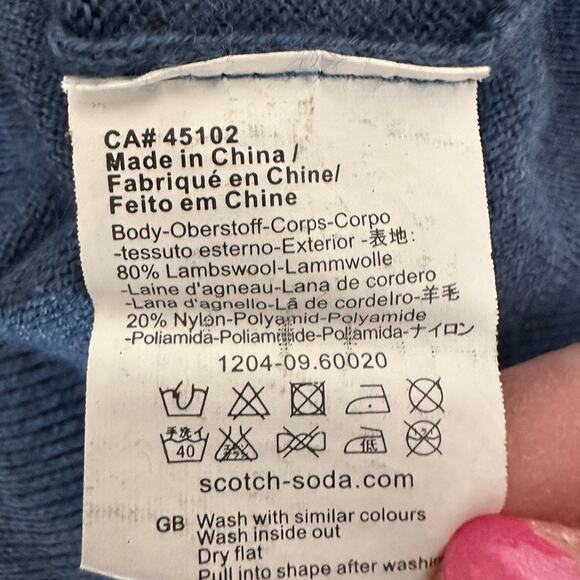 Scotch Soda Lambswool Sweater Mens XXL Elbow Patch Preppy Classic Casual Blue - Picture 10 of 11